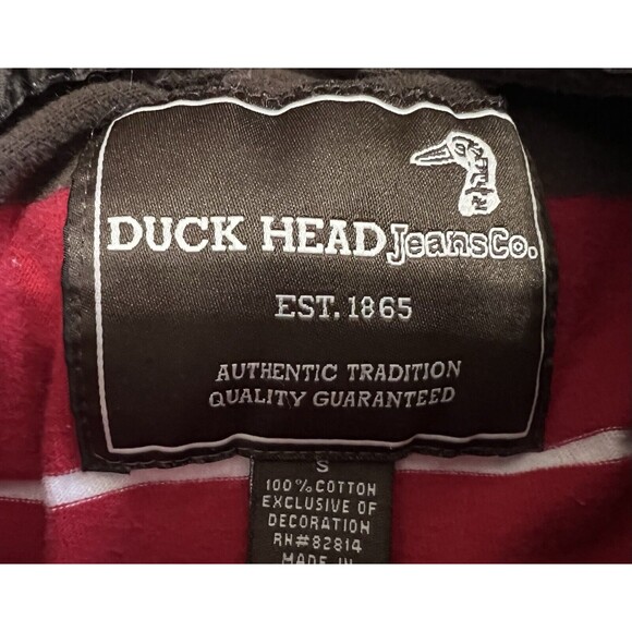 Duck Head Long Sleeve Polo Shirt Mens Small Athletic Fit Striped Red White Green - Picture 3 of 10